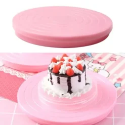14 cm diameter sömlös DIY-tårtskiva, roterande plattform för dessertdekoration, säker att använda, lätt att städa