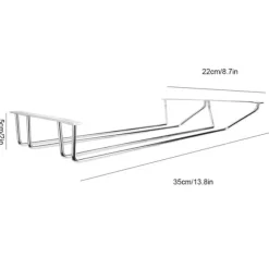 35 cm dubbelradig vinglashållare i rostfritt stål, hängande hylla för bar, kök