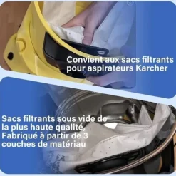 12 dammsugarpåsar KFI 357 för Kärcher KWD1, KWD2, KWD3,WD2 Plus, WD3,SE 4001, SE 4002 Dammsugare, 2.863-314.0