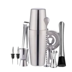 10 delar cocktailset, barset, shaker 750 ml - Rostfritt stål Silver