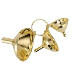 3 delar guldfärgad trattsats i rostfritt stål köksolja flytande metall för konservering köksredskap