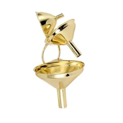 3 delar guldfärgad trattsats i rostfritt stål köksolja flytande metall för konservering köksredskap