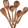 6 delar köksredskapsset i teak för non-stick köksredskap, träspatel, gaffel, spatel, slev, pass
