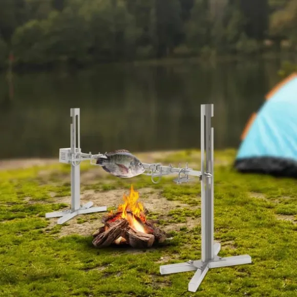 53" elektriskt rotisserikit för BBQ, universellt grillställ, 88 lb (40 kg), automatisk 25 W rotationsmotor, höjdjusterbar, blå