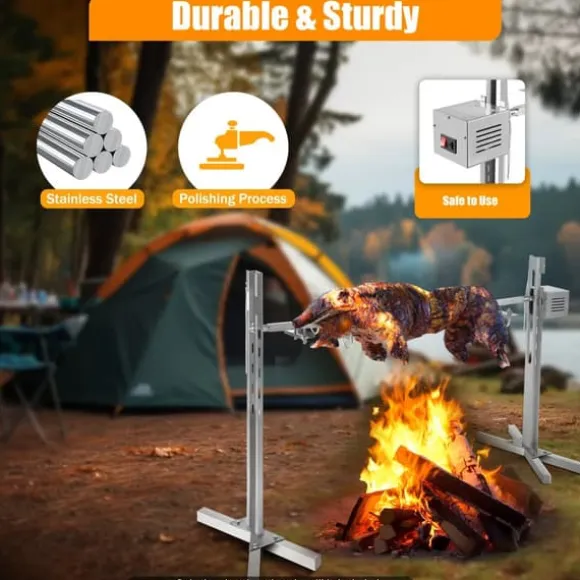 53" elektriskt rotisserikit för BBQ, universellt grillställ, 88 lb (40 kg), automatisk 25 W rotationsmotor, höjdjusterbar, blå