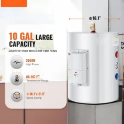 10 Gallon Elektrisk Varmvattenberedare, Instant Hot 1,6Kw, LED-display, Perfekt för Dusch