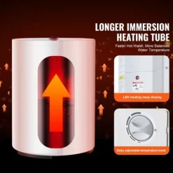 10 Gallon Elektrisk Varmvattenberedare, Instant Hot 1,6Kw, LED-display, Perfekt för Dusch