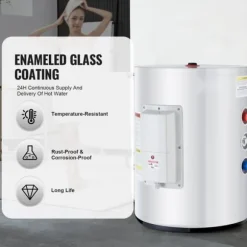 10 Gallon Elektrisk Varmvattenberedare, Instant Hot 1,6Kw, LED-display, Perfekt för Dusch