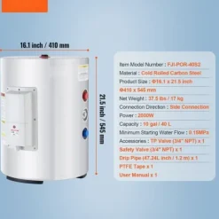 10 Gallon Elektrisk Varmvattenberedare, Instant Hot 1,6Kw, LED-display, Perfekt för Dusch