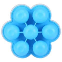 7 Hål Silikon Äggform Återanvändbar Förvaringsbehållare Barnmat Frysbrickor med Lock Blå