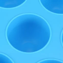 7 Hål Silikon Äggform Återanvändbar Förvaringsbehållare Barnmat Frysbrickor med Lock Blå