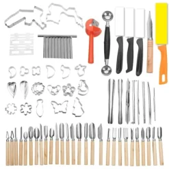 80 i 1 bärbar grönsaksmat Fruktgravör Kökssnideriverktygssats med påse