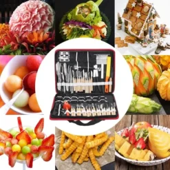 80 i 1 bärbar grönsaksmat Fruktgravör Kökssnideriverktygssats med påse