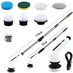 7 i 1 elektrisk rengöringsborste - kraftfull rengöring - dubbel hastighet med förlängningsarm för kök, bil, kakel,