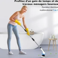 7 i 1 elektrisk rengöringsborste - kraftfull rengöring - dubbel hastighet med förlängningsarm för kök, bil, kakel,