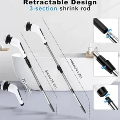 7 i 1 elektrisk rengöringsborste - kraftfull rengöring - dubbel hastighet med förlängningsarm för kök, bil, kakel,