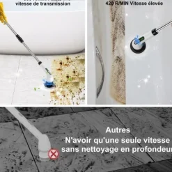 7 i 1 elektrisk rengöringsborste - kraftfull rengöring - dubbel hastighet med förlängningsarm för kök, bil, kakel,