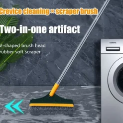3 i 1 golvskurborste med långt handtag 120° roterande dusch golvskrubber Hushållsrengöringsborste för badrumskök
