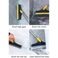 3 i 1 golvskurborste med långt handtag 120° roterande dusch golvskrubber Hushållsrengöringsborste för badrumskök