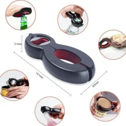 6 in 1 Burköppnare Öppnare för Burkar och Kapsyler