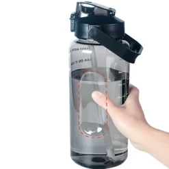 2 liters motivationsflaska med schema & tidsmarkör - Svart