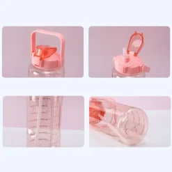 2 liters motivationsflaska med schema - Rosa