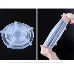 6 Livsmedelssilikontak, BPA-fria utvidgade silikontak, universellt lock i 6 olika storlekar