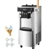 20-28 L/timme kommersiell mjukglassmaskin med dubbla 6-liters trattar och smart LCD-panel, 3 smaker, lätt att flytta