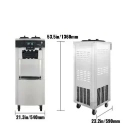 20-28 L/timme kommersiell mjukglassmaskin med dubbla 6-liters trattar och smart LCD-panel, 3 smaker, lätt att flytta