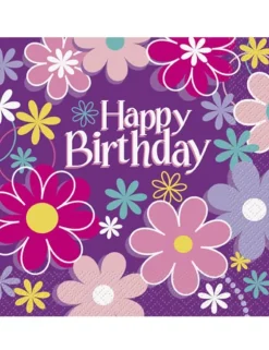 16 pappersservetter med födelsedagsmotiv, 33 x 33 cm