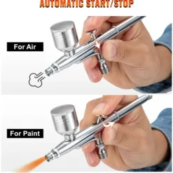 0-30 psi dubbelverkande airbrush kit för snacks/tårtdekorering, 3 lägen, bekväm automatisk start/stopp, effektiv olje- och vattenfiltrering