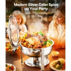 5 Qt 4-pack Runda Skavskålar, Bufféset Fullstorlek, Rostfritt Stål Pan, Stort Kvantitetsförpackning