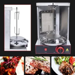 360° Rotationsgrillmaskin, Justerbar temperatur upp till 572°F, 2000W värmeeffekt, Konstruktion i rostfritt stål