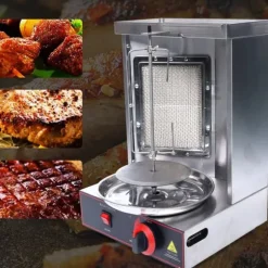 360° Rotationsgrillmaskin, Justerbar temperatur upp till 572°F, 2000W värmeeffekt, Konstruktion i rostfritt stål