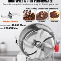 25000 RPM 40-200 mesh 700 g kapacitet multifunktionell elektrisk spannmålskvarn av svängtyp, säker design