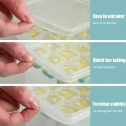 24 rutnät iskubbricka med lock täckta iskubbrickor Inget spill Ice Cube Box Silikon Ice Cube Maker bricka