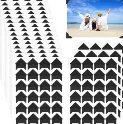 240 självhäftande fotohörn, syrafria fotohörn, fotohörn för klippböcker, gör-det-själv-klippböcker, fotoalbum, minnesböcker, dagböcker (svart)