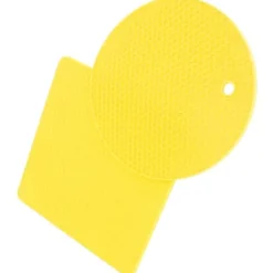 5 st 2 runda 3 fyrkantiga silikonvaxkaksmattor mångsidiga värmedynor för varma rätter och bord, gul