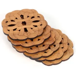 6 st bambuunderlägg tekoppunderlägg skållningsskydd värmeisoleringsdyna teceremonitillbehör (typ 2)