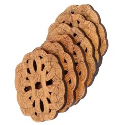 6 st bambuunderlägg tekoppunderlägg skållningsskydd värmeisoleringsdyna teceremonitillbehör (typ 2)