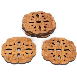 6 st bambuunderlägg tekoppunderlägg skållningsskydd värmeisoleringsdyna teceremonitillbehör (typ 2)