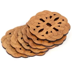 6 st bambuunderlägg tekoppunderlägg skållningsskydd värmeisoleringsdyna teceremonitillbehör (typ 2)