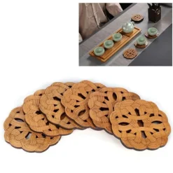 6 st bambuunderlägg tekoppunderlägg skållningsskydd värmeisoleringsdyna teceremonitillbehör (typ 2)