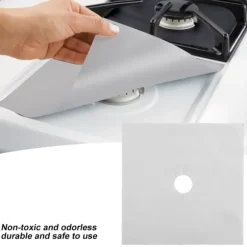 4 st. brännarskydd för gasspis, non-stick oljeskyddsmatta, köksredskap (silver)