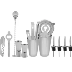 14 st. cocktailshaker i rostfritt stål, mixer, dryckesverktyg, presentbar (600,450 ml)