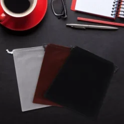 3 st flockande tyg dragskopåse dammtät förvaringspåse för smycken present godis telefon