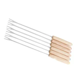 6 st fonduegafflar i rostfritt stål Ostfonduepinnar Smore-pinnar med trähandtag Värmebeständig för chokladost