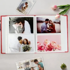 1 st fotoalbum, 200 st 6-tums foton, röd