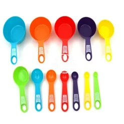 12 st färgglada måttkoppar och skedar, säkert, hälsosamt, enkelt att förvara, gör-det-själv, stapelbara, hopfällbara köksmåttverktyg, slumpmässig fär | CDON