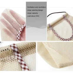 3 st hängande nätförvaringspåsar för frukt för potatis, lök, grönsaker, återanvändbara nätförvaringspåsar